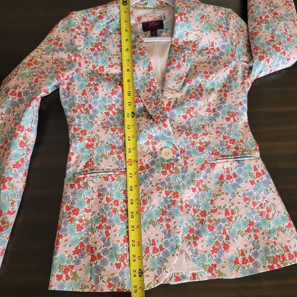 J.Crew Liberty Fabric Floral Stripe Lined Blazer Multi Size 00 Colorful Preppy - Picture 6 of 10